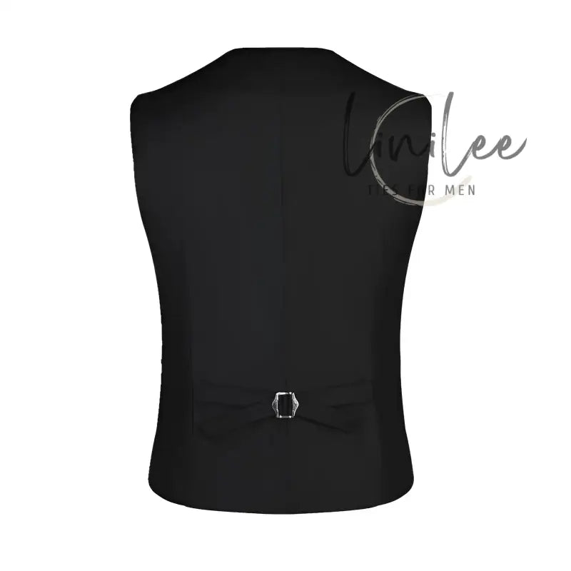 Black vest with adjustable back strap.