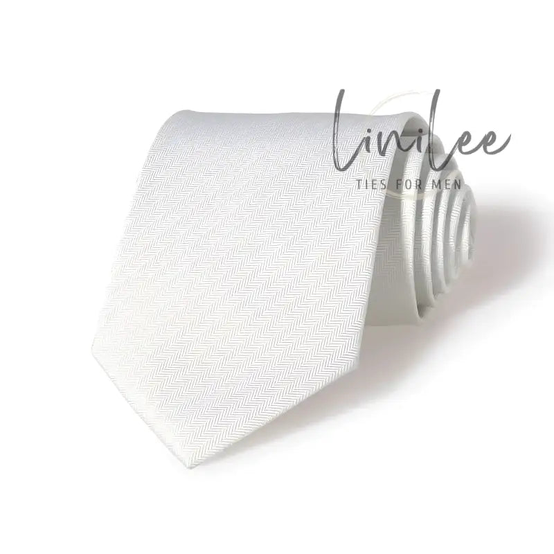 White herringbone necktie.
