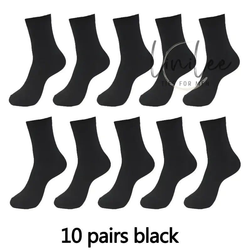 Ten pairs of black socks.