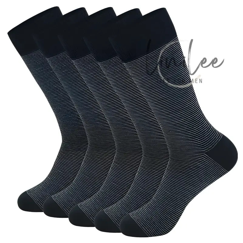 Six striped dress socks.