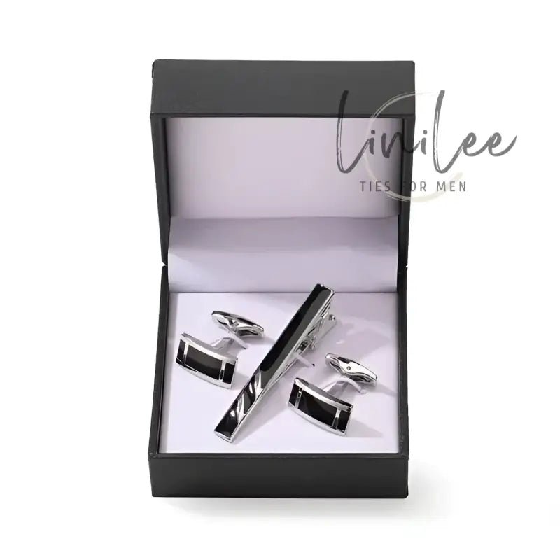 Cufflink and tie clip set.