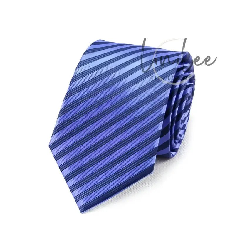 Striped blue necktie.
