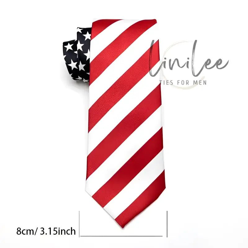Red and white striped tie with stars.
