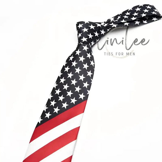 American flag patterned necktie.