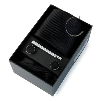Black tie and accessories gift set.