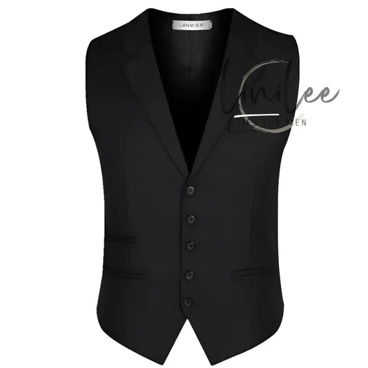 Black button-up vest.