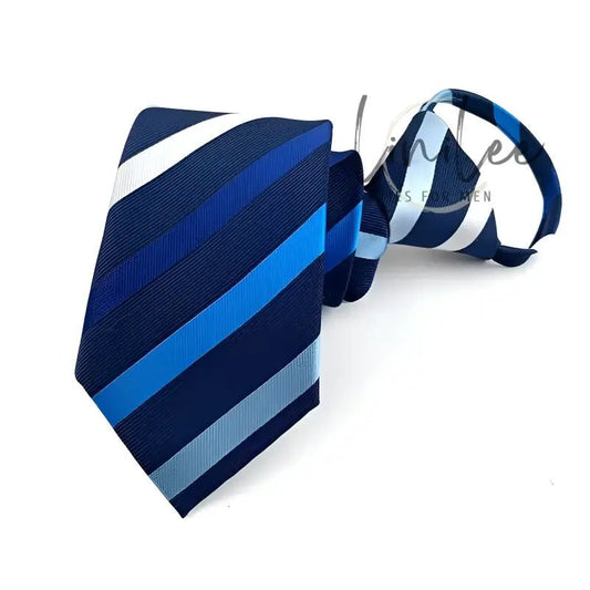 Striped blue necktie.