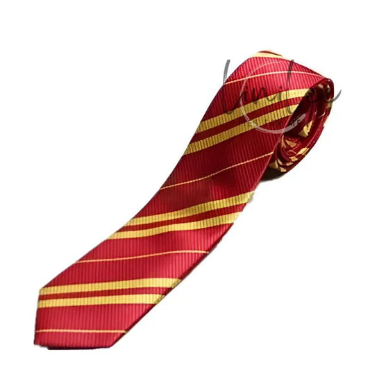 Striped red and gold tie.