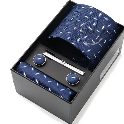 Navy blue tie set.