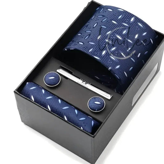 Navy blue tie set.