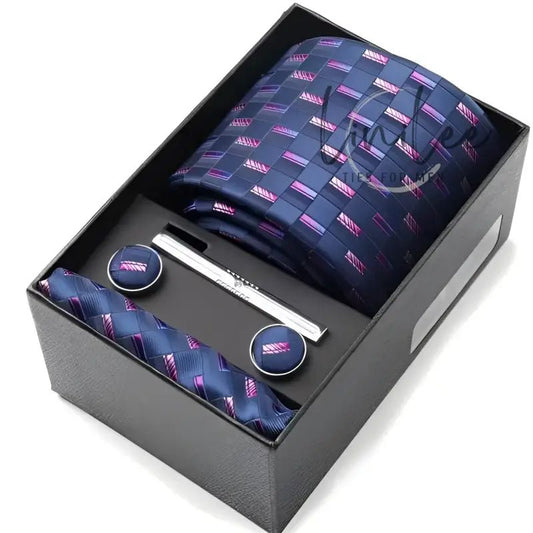 Navy and purple tie gift set.