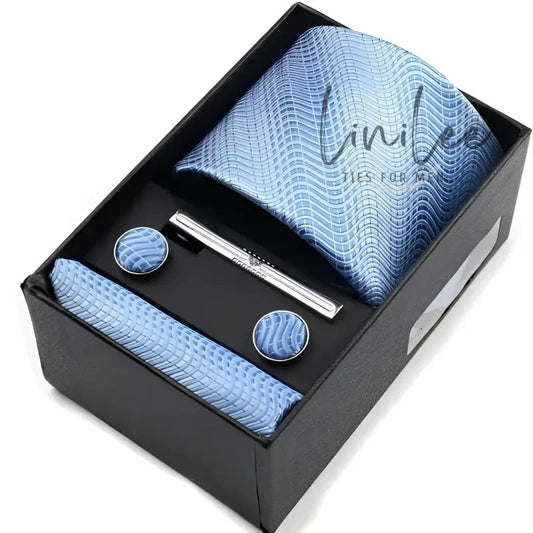 Blue tie and accessories gift set.