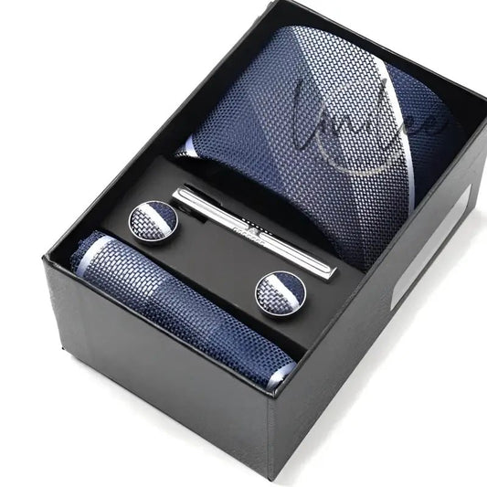 Navy and white tie set.