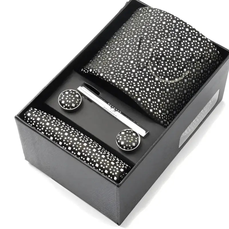 Black and white patterned tie set.