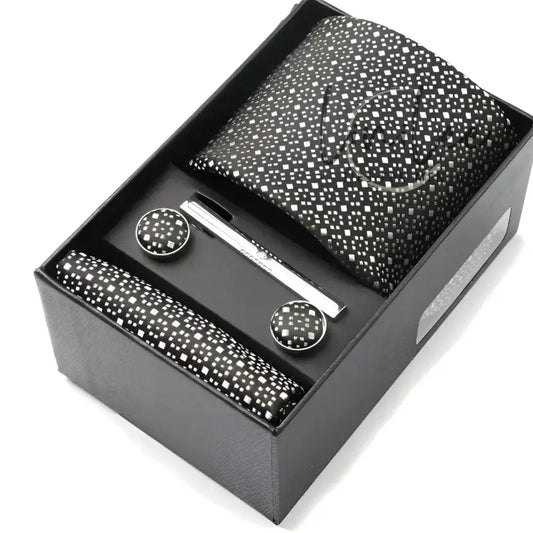 Black tie and accessories gift set.