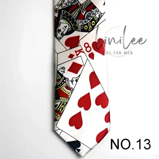 Playing card patterned necktie.