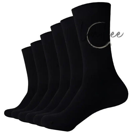 Six black bamboo socks.