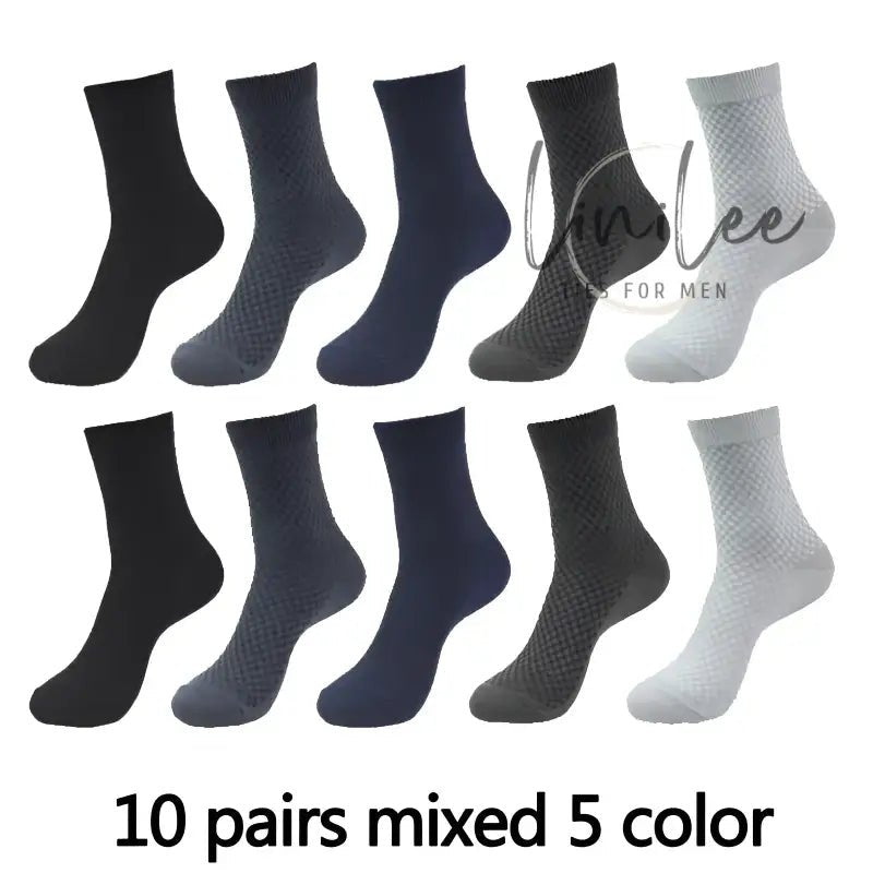 Ten pairs of mixed-color socks.