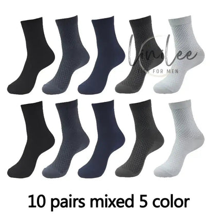 Ten pairs of mixed-color socks.