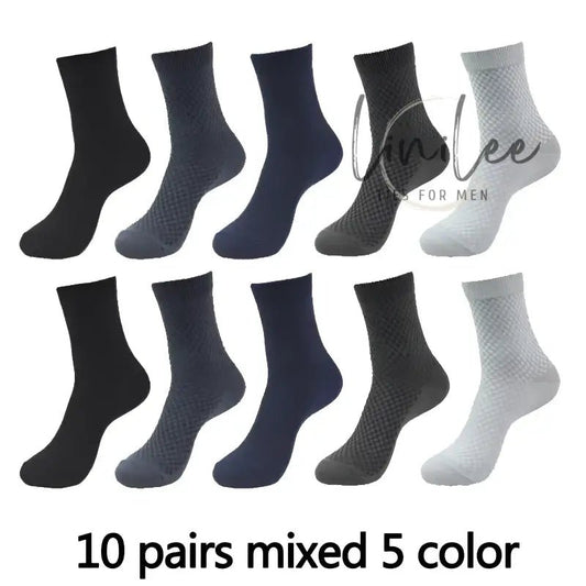 Ten pairs of mixed-color socks.