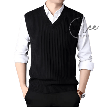 Black ribbed sweater vest.