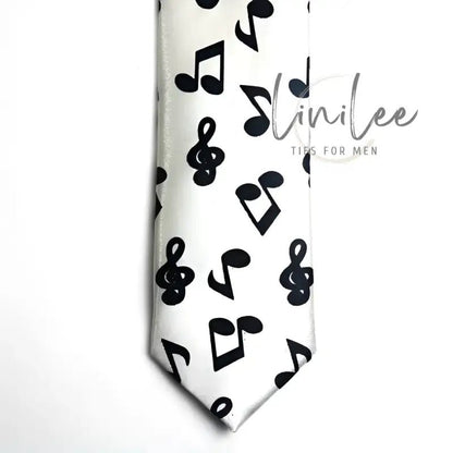 White tie with black musical notes.