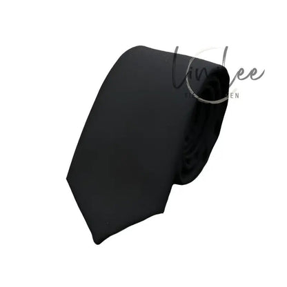 Black necktie.
