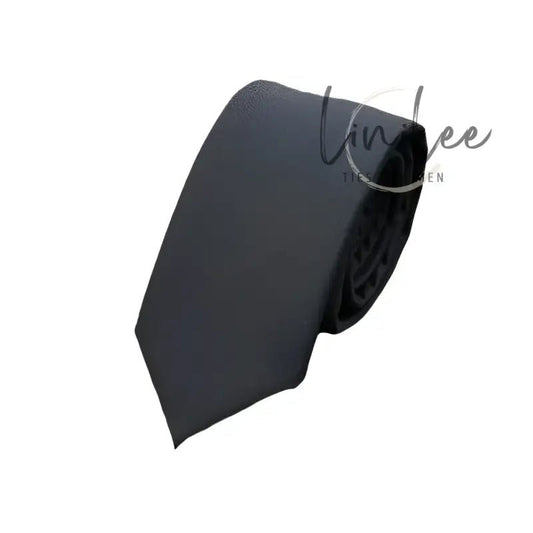 Dark gray necktie.