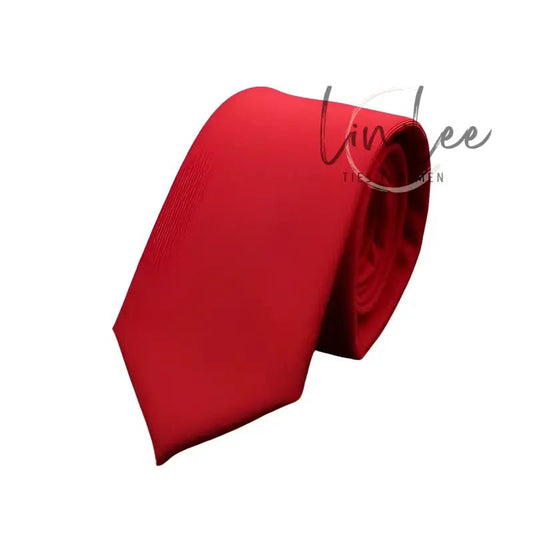 Red necktie.