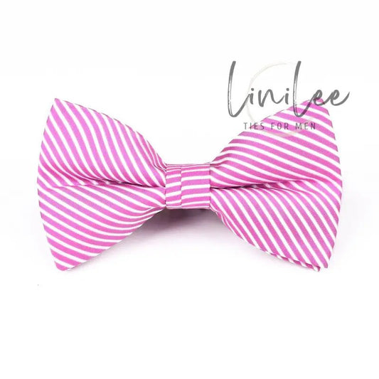 Pink and white striped bow tie.