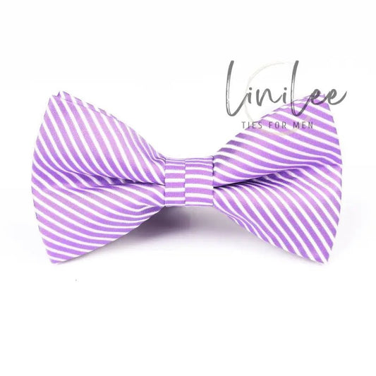 Striped purple bow tie.