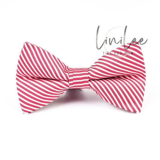 Striped red and white bow tie.