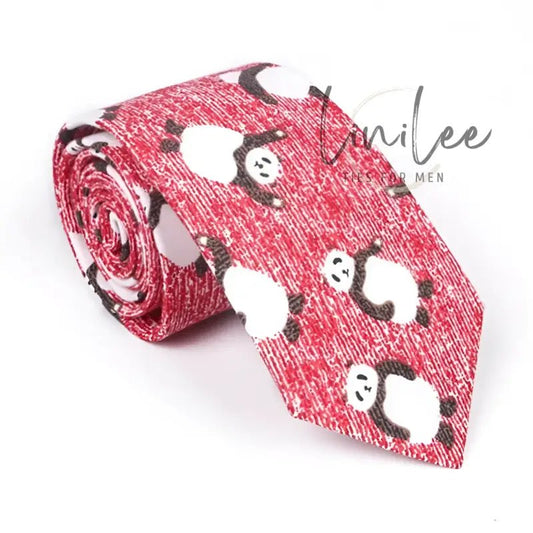 Red panda-patterned necktie.