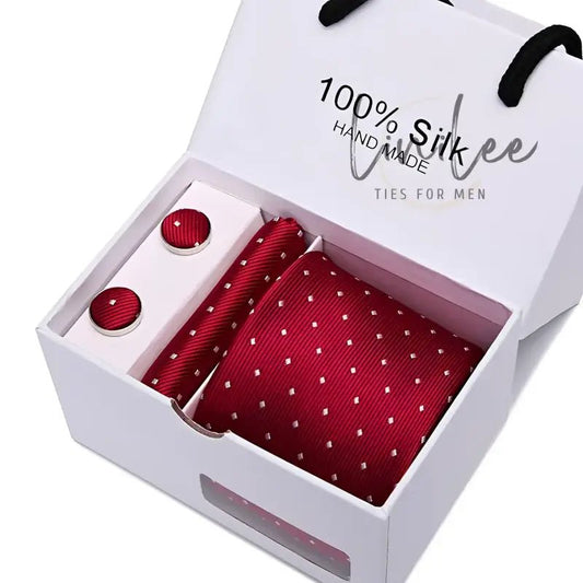 Red silk tie set.