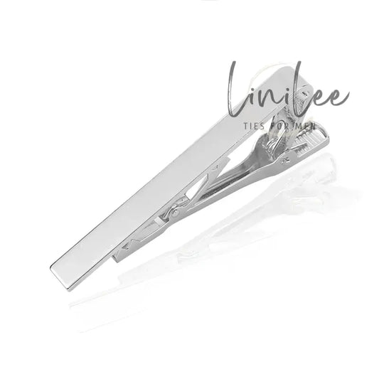 Silver-toned tie clip.