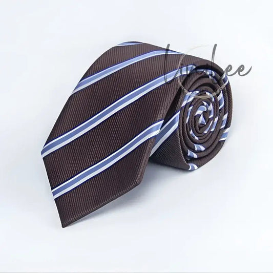 Brown striped necktie.