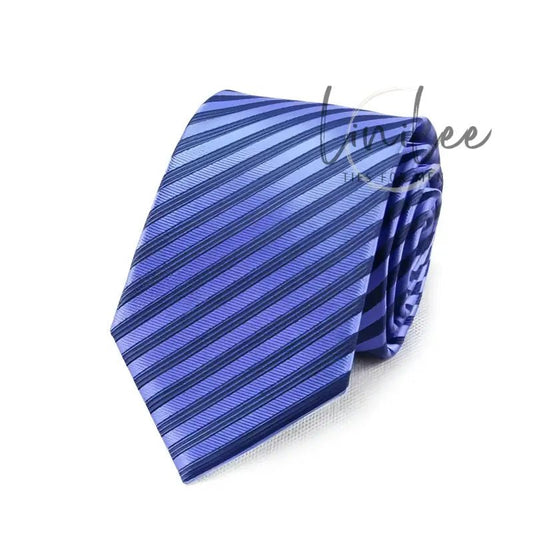 Striped blue necktie.