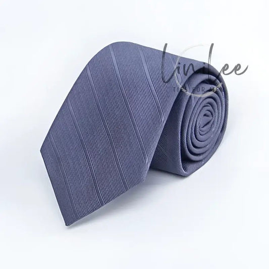 Striped gray necktie.