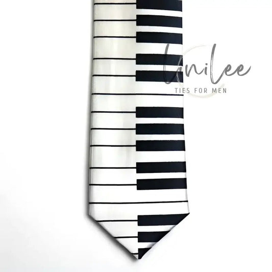 Piano key patterned necktie.